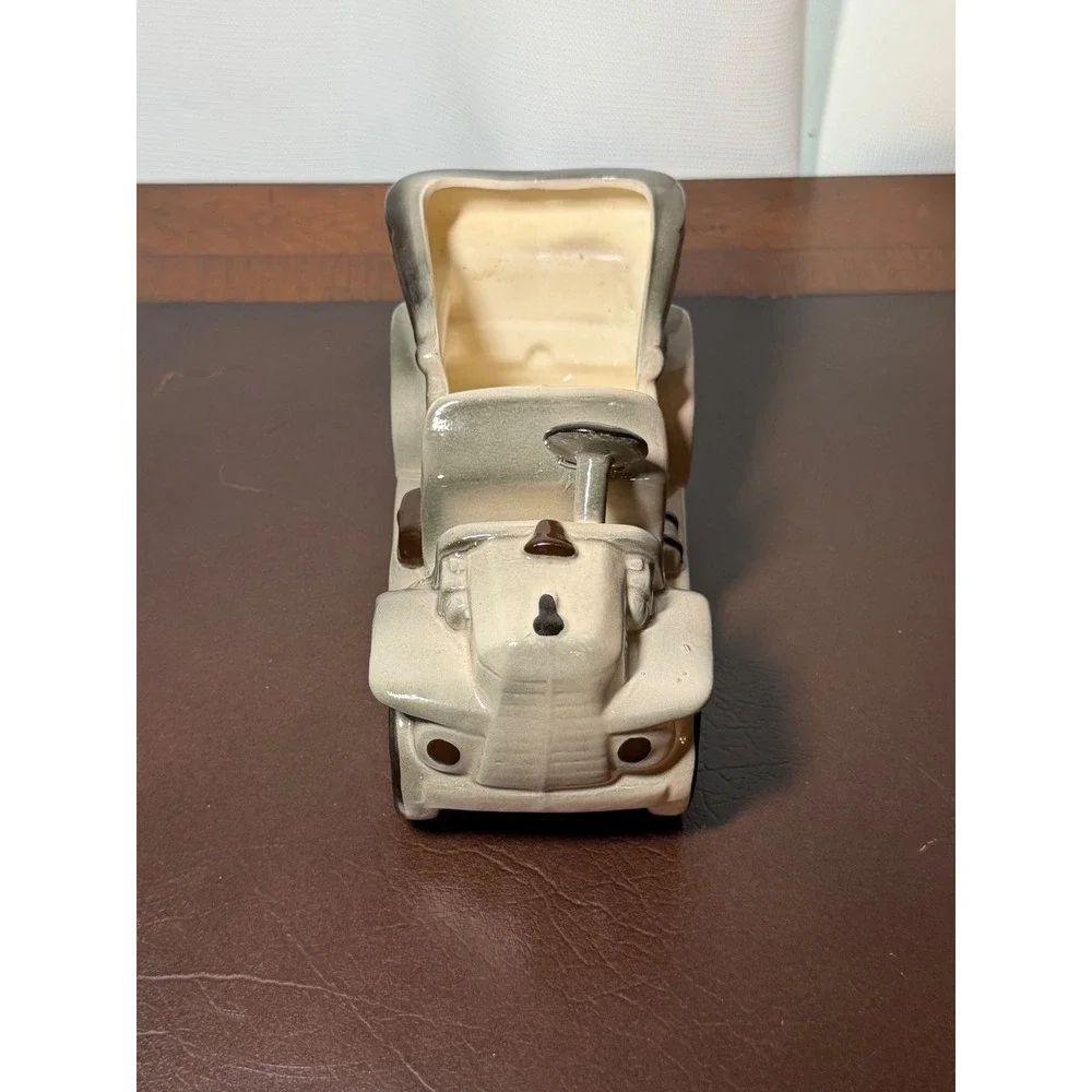 Vintage Ceramic Model T Car Planter Cachepot Gray Brown Automobile Vase